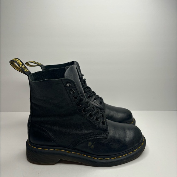 Dr. Martens Boots Women's Size 6 Pascal Round Toe Ankle Combat Black Leather NEW - Picture 5 of 8